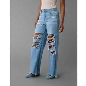 American Eagle Dreamy Drape Super High Rise Baggy Wide Leg Jeans Size 0 New
